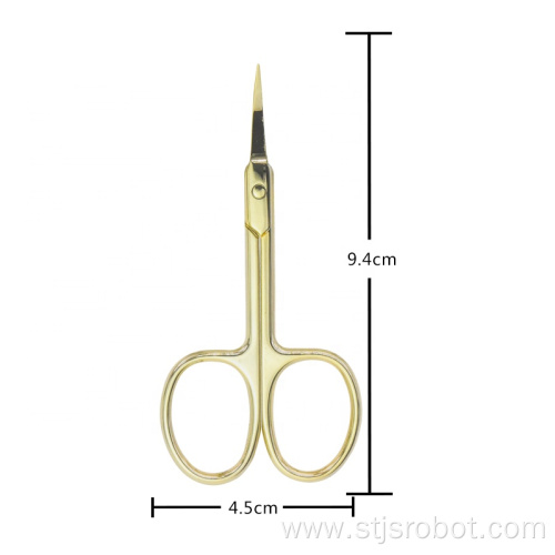 Beauty Tool Gold Color Stainless Steel Curved Beauty Eyebrow Scissors